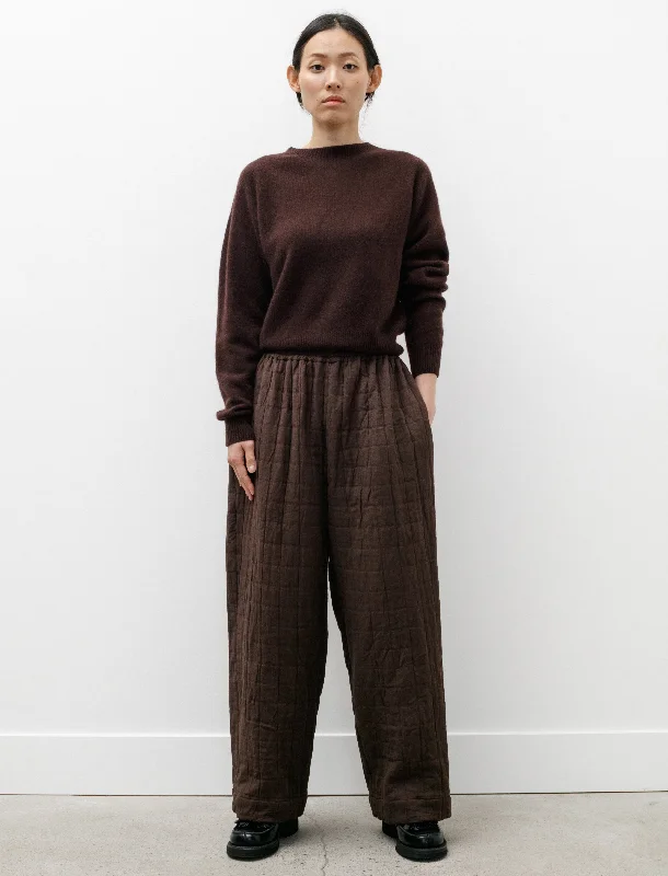 Luna Trousers Linen/Jacquard Cocoa/Blue Trousers Silk Elegant