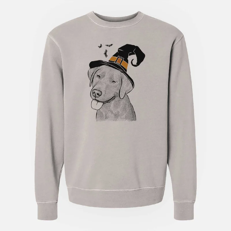 Witch Zeppelin the Black Labrador - Unisex Pigment Dyed Crew Sweatshirt Graphic Hoodie Design Print