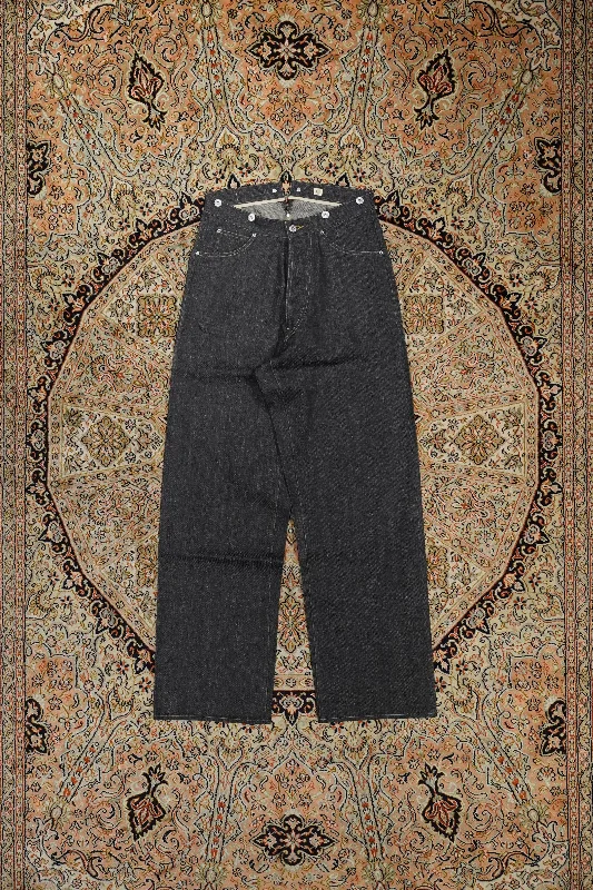 Taiga Takahashi BUCKLE-BACKED DENIM TROUSERS (RAW INDIGO) Trousers Silk Elegant