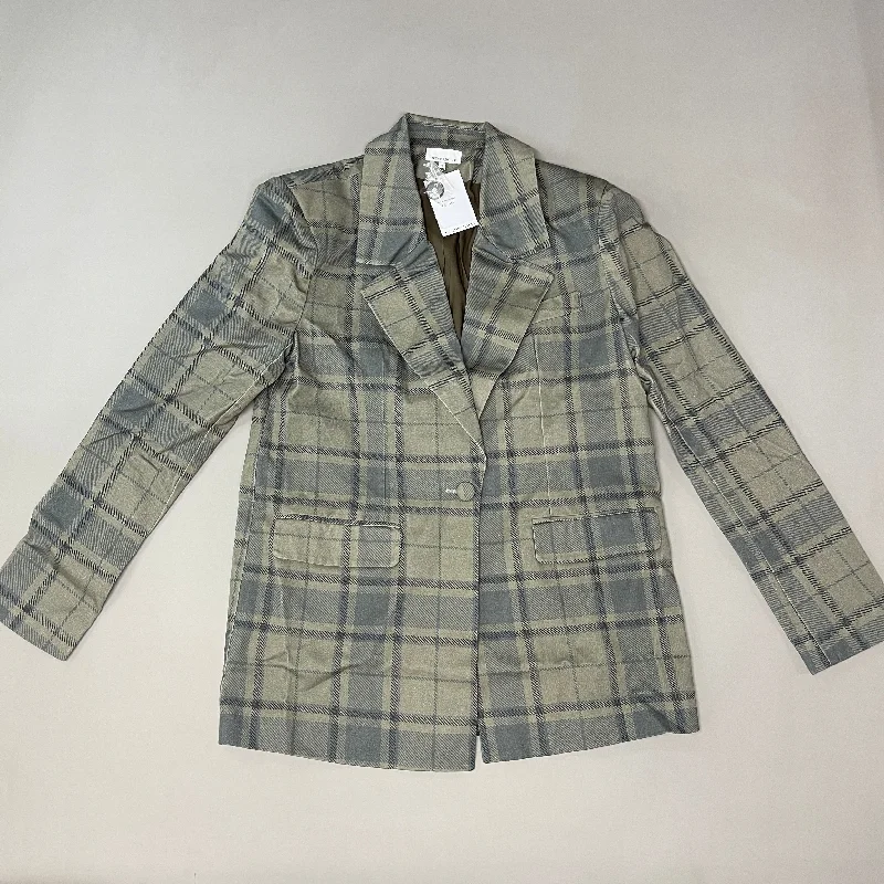 WE WORE WHAT Printed Plaid Blazer Women's Sz XS ZRN Cool Plaid Green 246765 Women's Vintage Suit