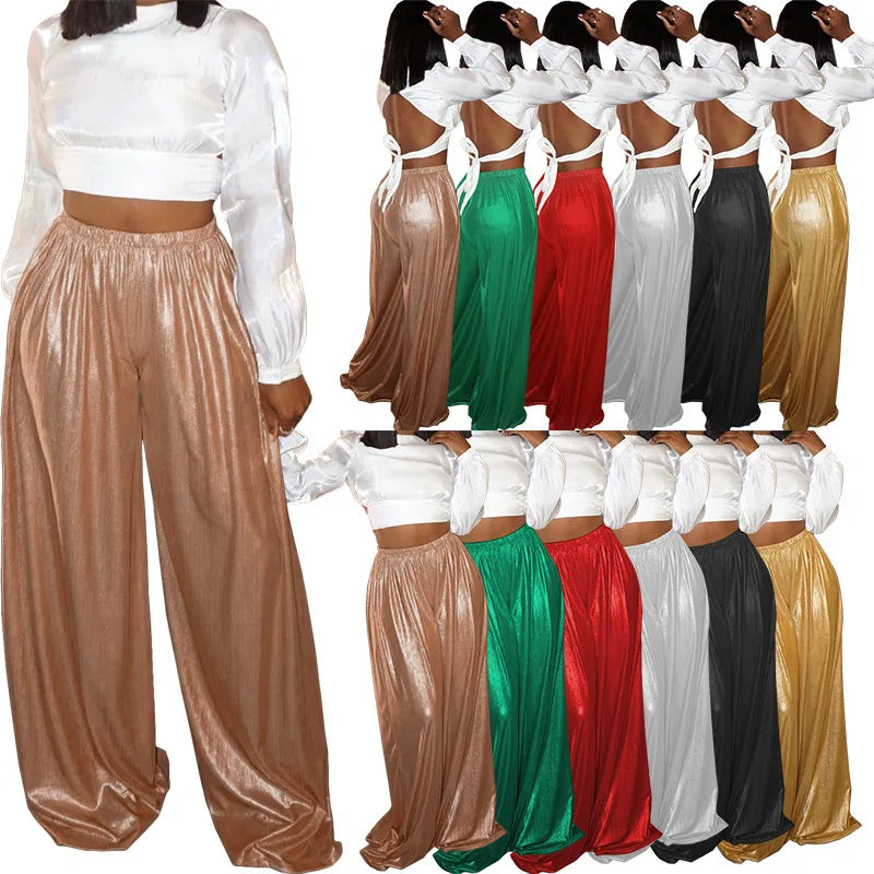 Women boutique clothes women's wide leg pants fashion flare  pants ladies trousers&pants for plus size women Trousers Gym Athletic