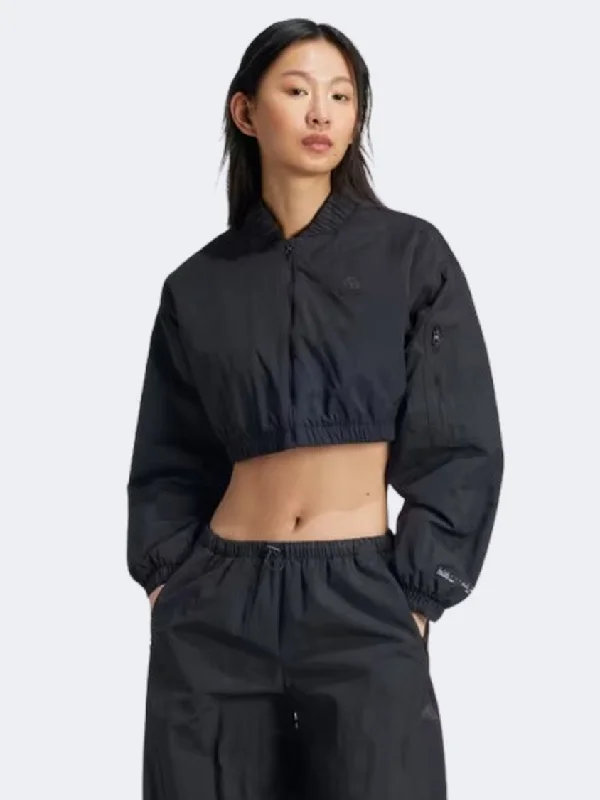 Adidas City Escape Bomber Women Sportswear Jacket Black Snapped Jacket Toggled Jacket Drawstring Jacket