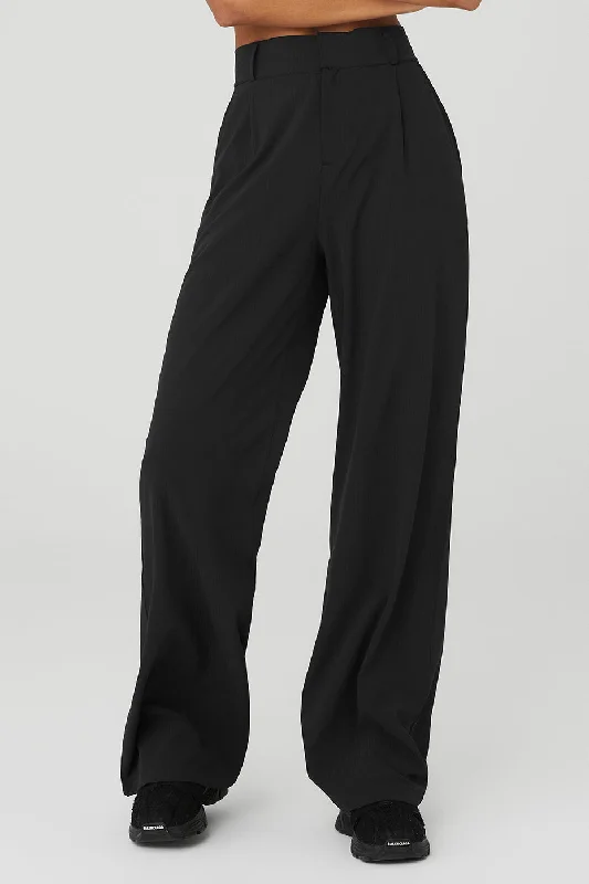 High-Waist Dreamscape Trouser (Long) - Black Trousers Leisure Comfortable