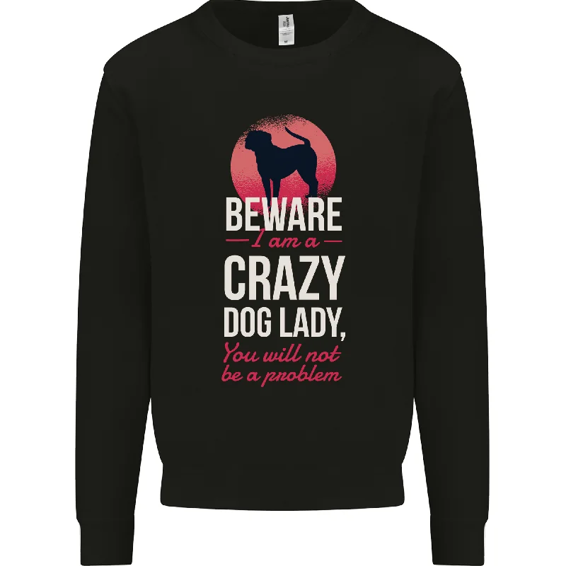 Crazy Dog Lady Funny Mens Sweatshirt Jumper Hoodie with Turtle Neck Cozy Winter