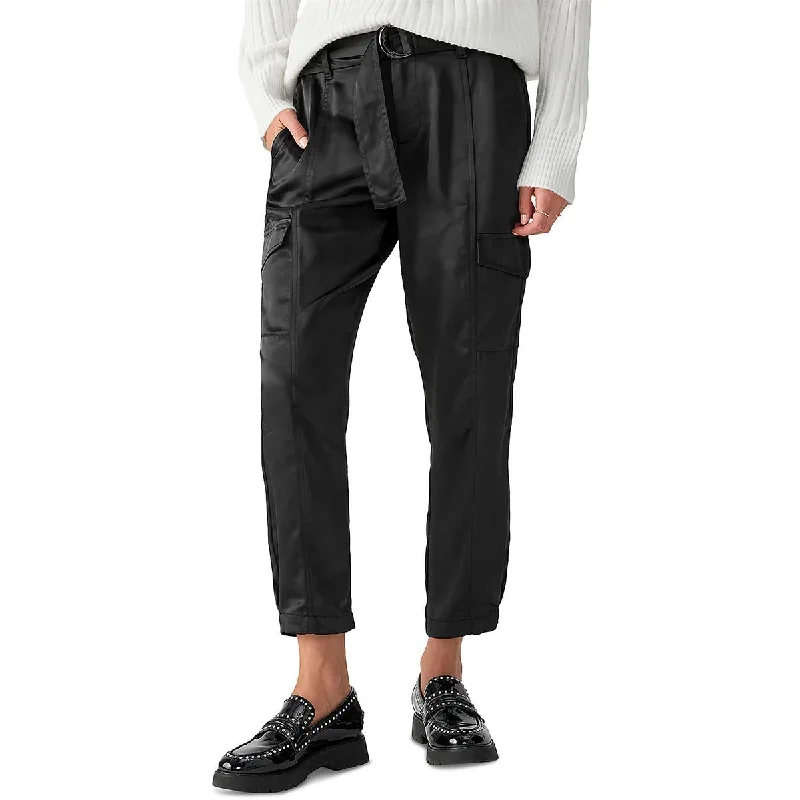 Womens Satin Trim Trouser Cargo Pants Trousers Timeless Classic