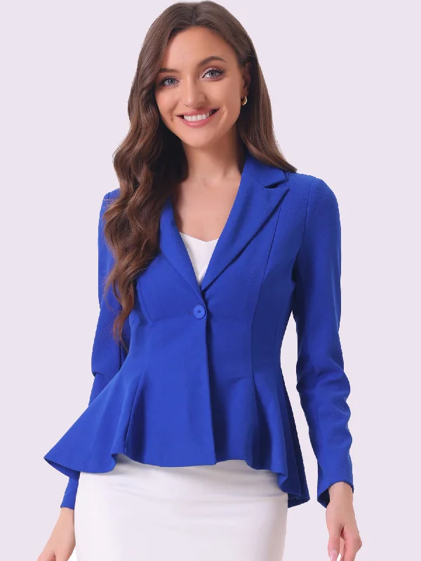 Dressy Single Button Business Casual Work Peplum Blazer Women's Handmade Blazer