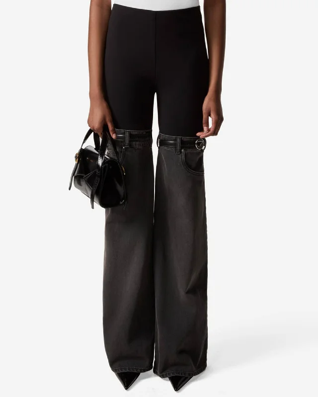 Hybrid Denim Trousers Trousers Leather Faux