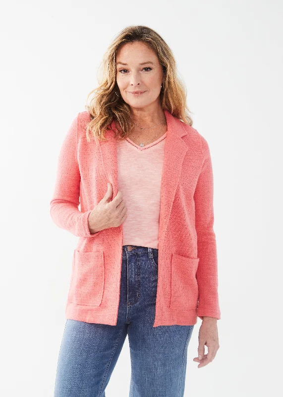 FDJ Knit One-Button Blazer 1039938-FLMP Flamingo Pink Women's Boutique Jacket