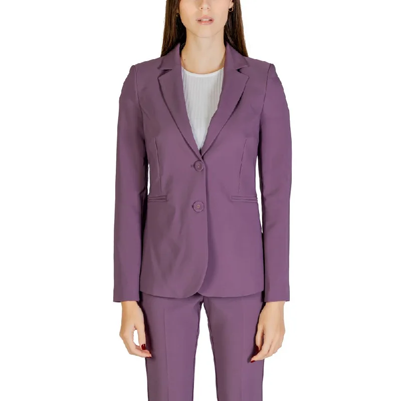 Purple Polyester Suits & Blazer Women's Trench Blazer