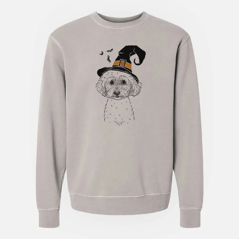 Witch Stitch the Bichonpoo - Unisex Pigment Dyed Crew Sweatshirt Hoodie with Oversized Fit Loose Comfortable