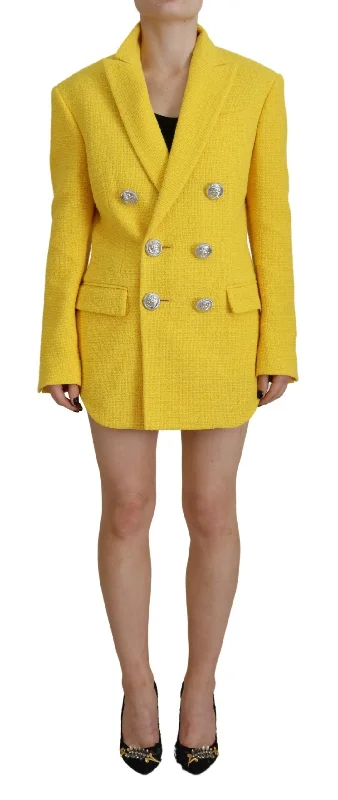 Yellow Peak Double Breasted Suit Blazer Short Set Women's Fashion Blazer