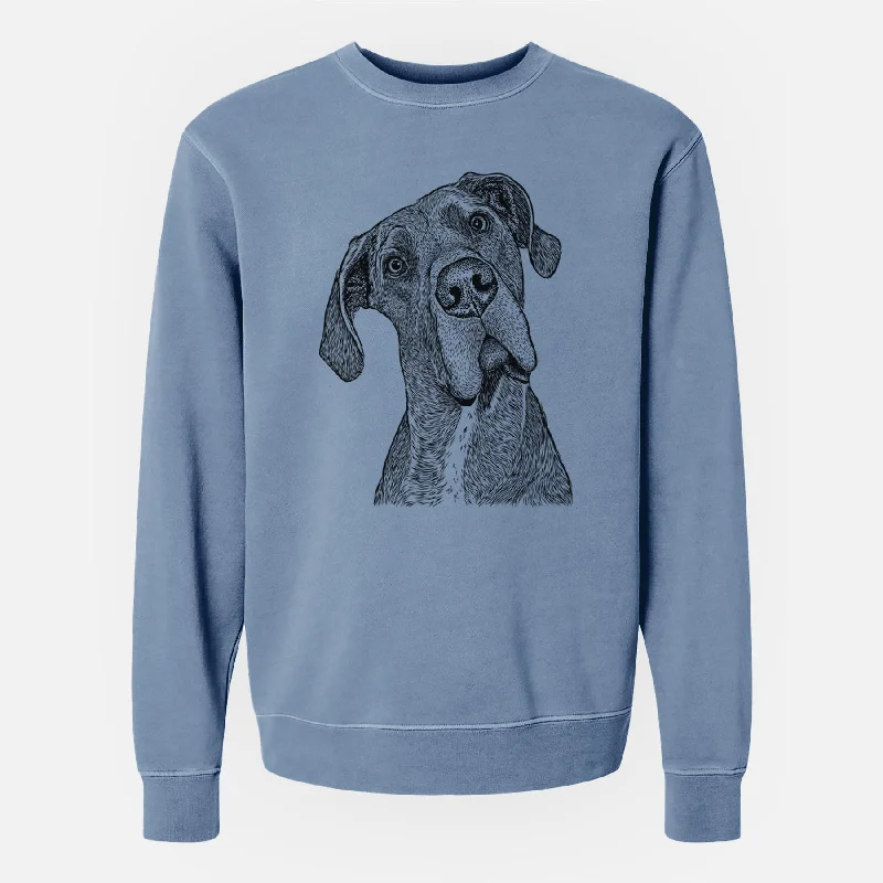 Bare River the Great Dane - Unisex Pigment Dyed Crew Sweatshirt Hoodie with Batwing Sleeves Loose Dramatic