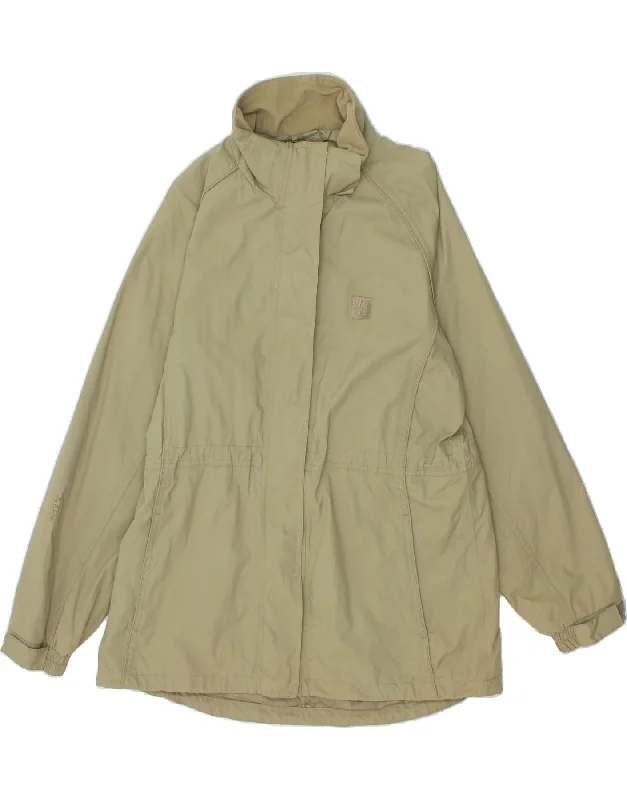 MOUNTAIN WAREHOUSE Womens Hooded Windbreaker Coat UK 18 XL Khaki Nylon Trench Raincoat Windbreaker