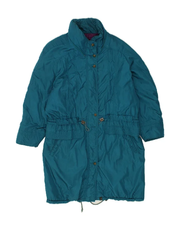 VINTAGE Womens Windbreaker Coat UK 18 XL Blue Quilted Jacket Anorak Windbreaker