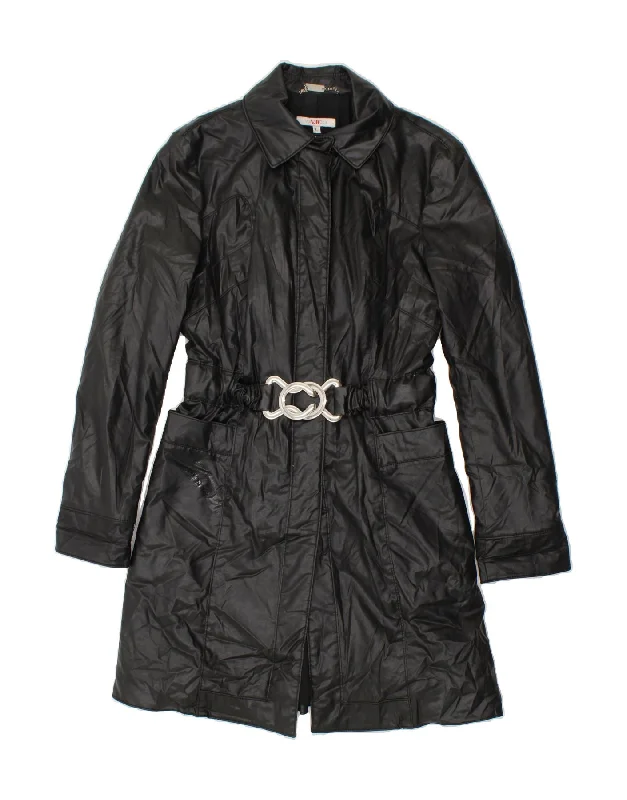 VERSACE Womens Trench Coat UK 16 Large Black Cotton Chenille Brocade Lace