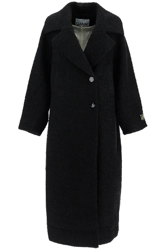 long bouclé coat for W0024 BLACK Cardigan Sweater Pullover