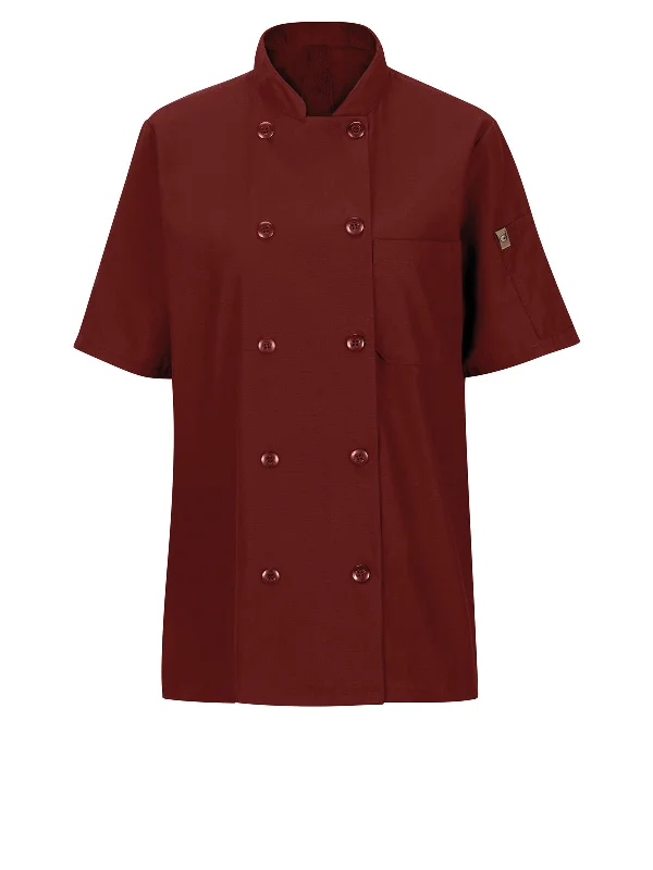 Women's Short Sleeve 28.5" Chef Coat with OilBlok + MIMIX™ Cardigan Sweater Pullover