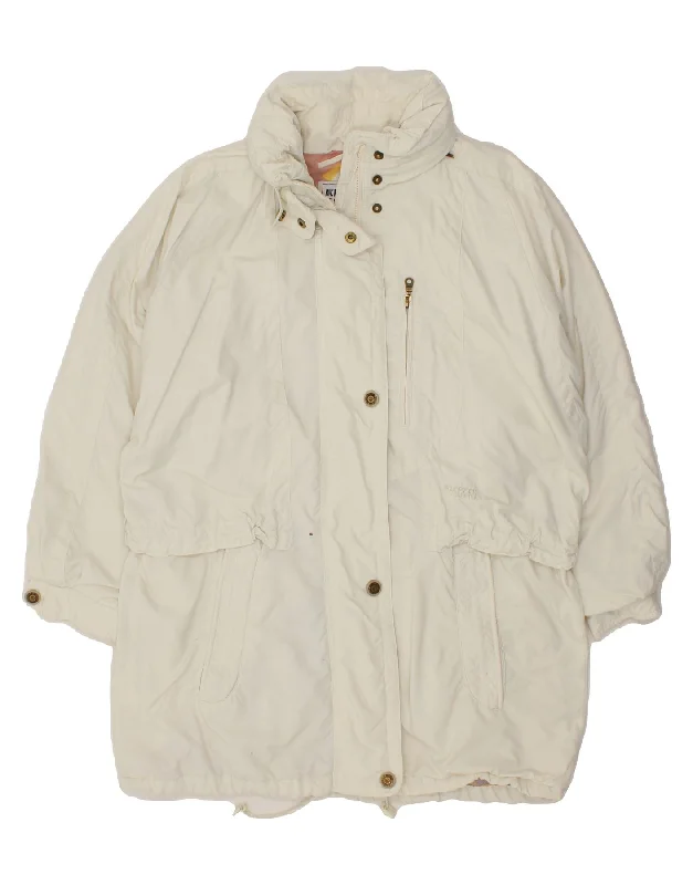 KLEPPER Womens Windbreaker Coat UK 16 Large White Denim Leather Suede