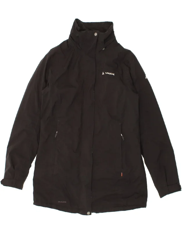 VAUDE Womens Windbreaker Coat UK 14 Medium Black Polyester Vent Hem Cuff