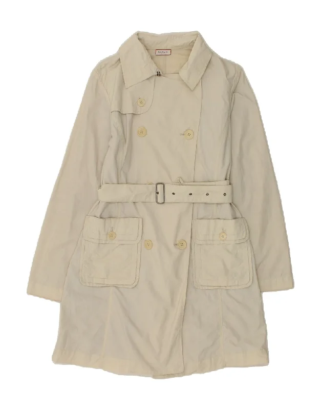 MAX & CO. Womens Trench Coat UK 10 Small Beige Nylon Turtleneck Jacket Crew Neck Jacket V-Neck Jacket