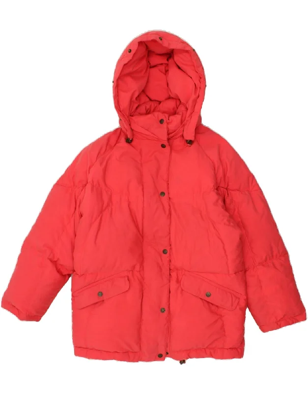 BRUGI Womens Hooded Padded Coat IT 44 Medium Red Polyester Buttoned Zippered Snapped