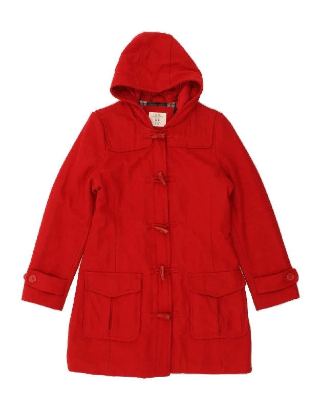 L.O.G.G Womens Hooded Duffle Coat EU 42 Large Red Wool Off-the-Shoulder Jacket Double-Breasted Coat Single-Breasted Coat