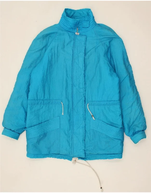 VINTAGE Womens Windbreaker Coat UK 18 XL Blue Fitted Loose Oversized