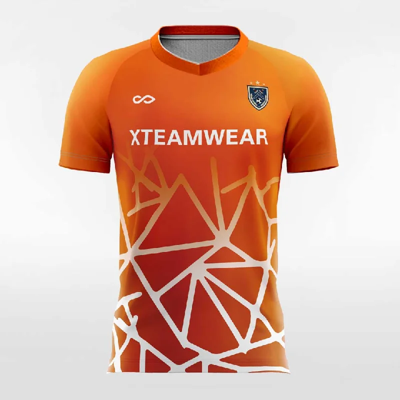 3D Geometry - Women Custom Soccer Jerseys Design Orange Metallic Jersey Tee