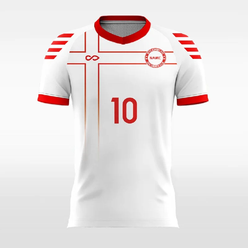 Classic Red Cross - Women Custom Soccer Jerseys Team Design Solid Color Jersey Shirt