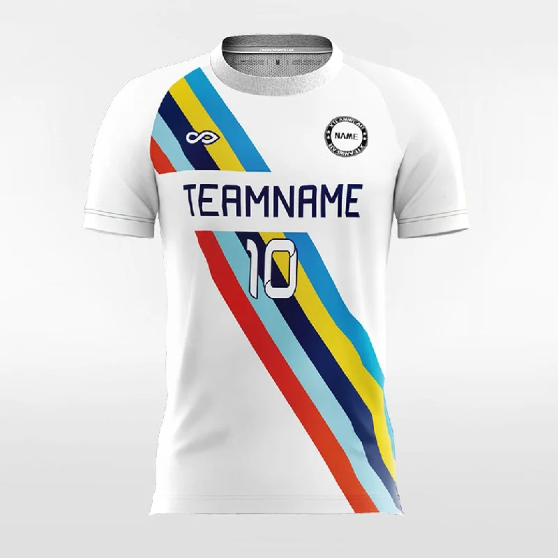 Cool Rainbow - Women Custom Soccer Jerseys White Design Jet Black Jersey Tee