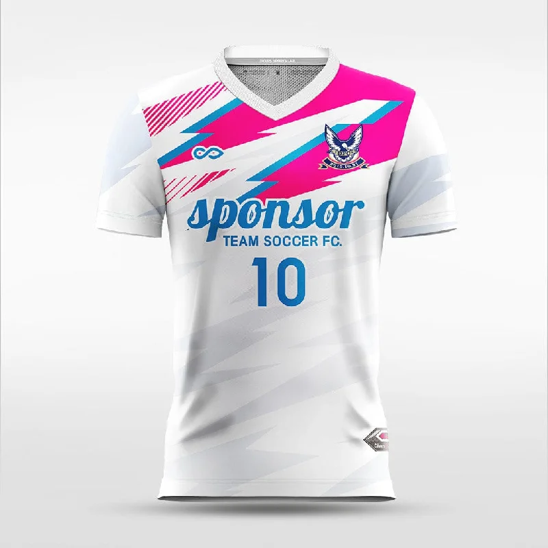 Cool Wind - Women Custom Soccer Jerseys Design Pink Sublimated Silver Jersey Tee