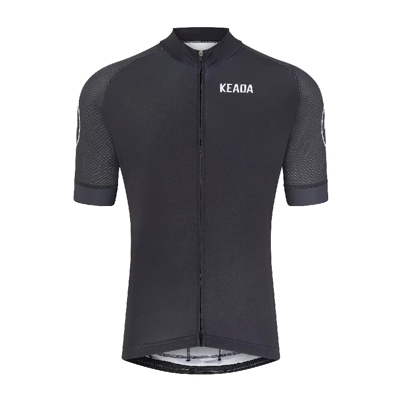 Women's Essential Short Sleeved Cycling Jersey - Black Geometric Jersey Top