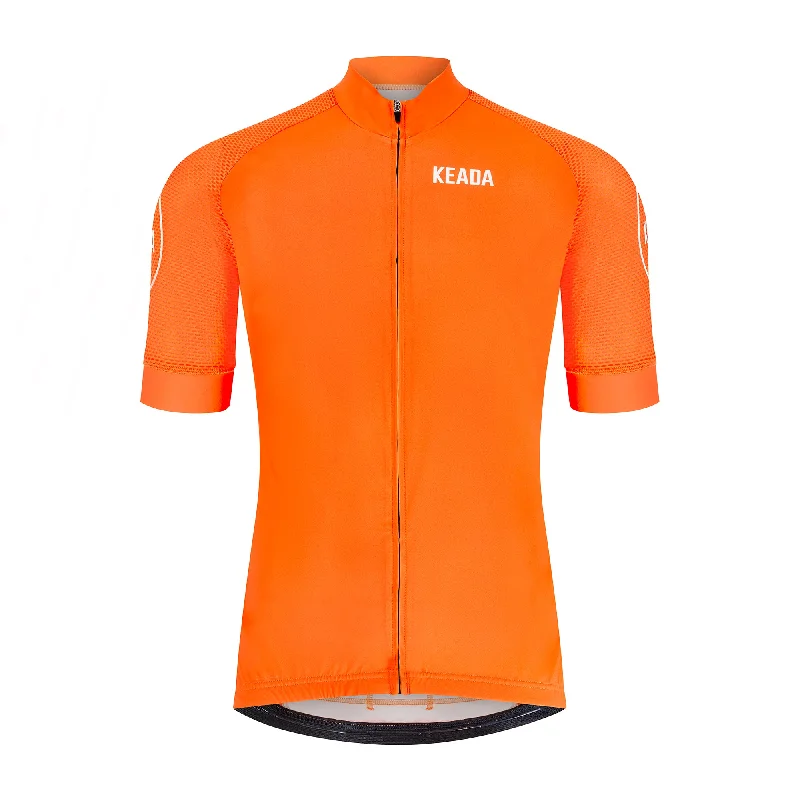 Women's Essential Short Sleeved Cycling Jersey - Orange Ribbed Jersey Tee