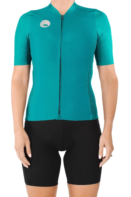 Women's LUCEO Hex Racer Cycling Jersey - Jade Ribbed Jersey Tee