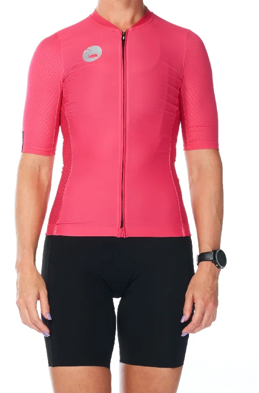 Women's LUCEO Hex Racer Cycling Jersey - Raspberry Festive Jersey Tee