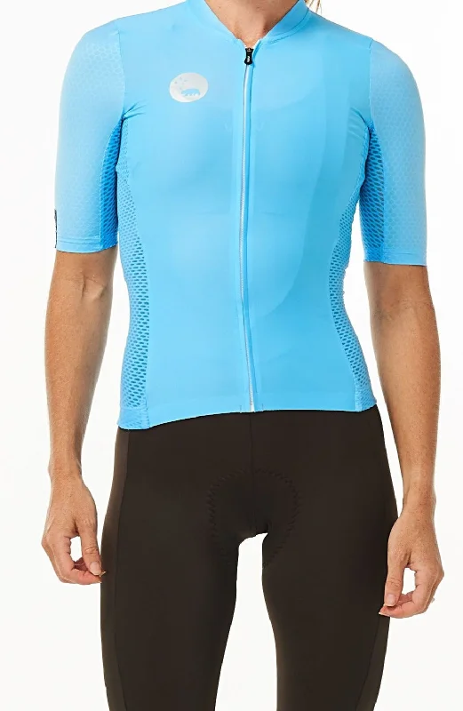 Women's LUCEO Hex Racer Cycling Jersey - Sky Blue Dark Color Jersey Shirt