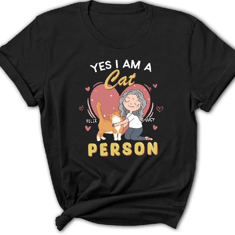 A Cat Person - Personalized Custom Women's T-shirt Solid Color Striped Floral