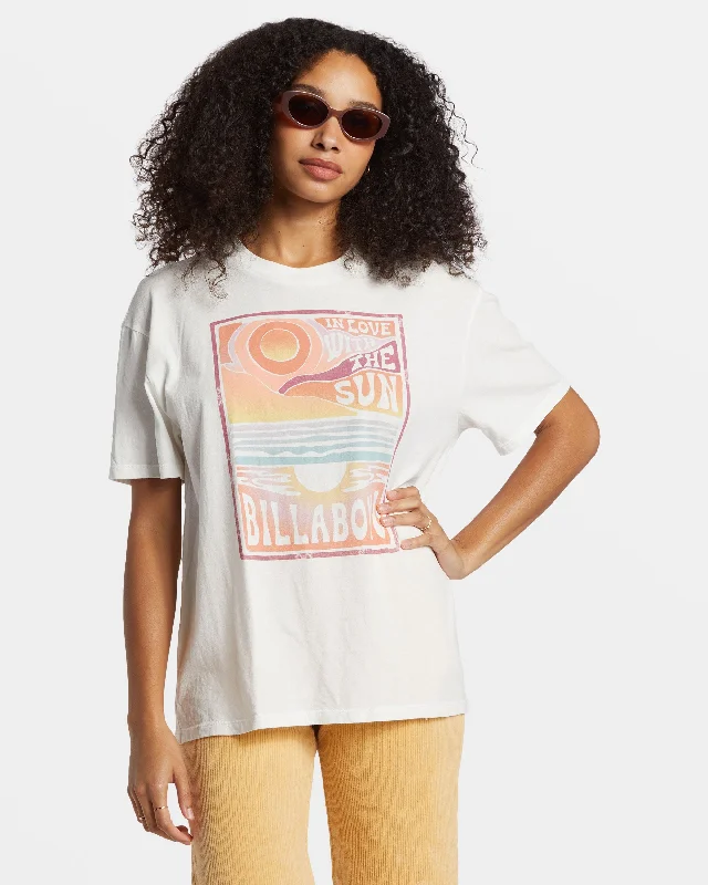 BILLABONG WITH THE SUN WOMENS TEE - WHITE Anti-Pilling Machine Wash Handmade