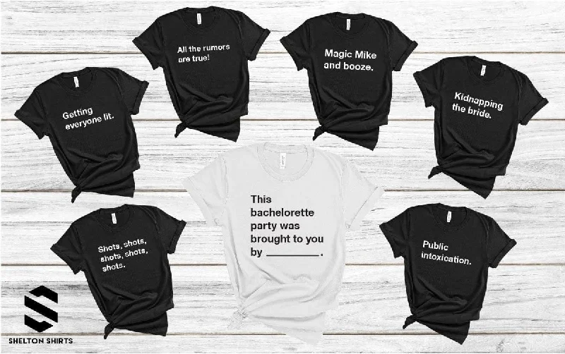 Funny Group Bachelorette Party T-Shirts - Black and White Lace Blend Ribbed Blend Corduroy Blend