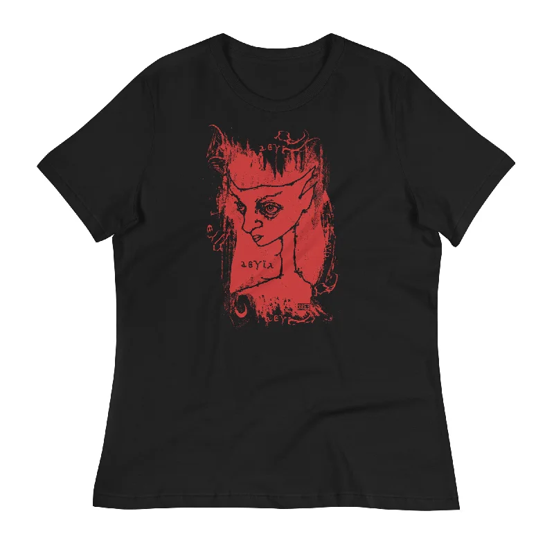 Devil ~ Women's Relaxed T-Shirt Hooded Caped Shawl Collar