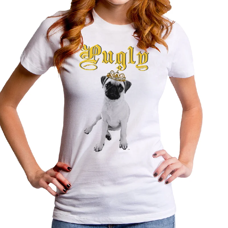 Pugly Women's T-Shirt Collared T-Shirt Boat Neck A-Line