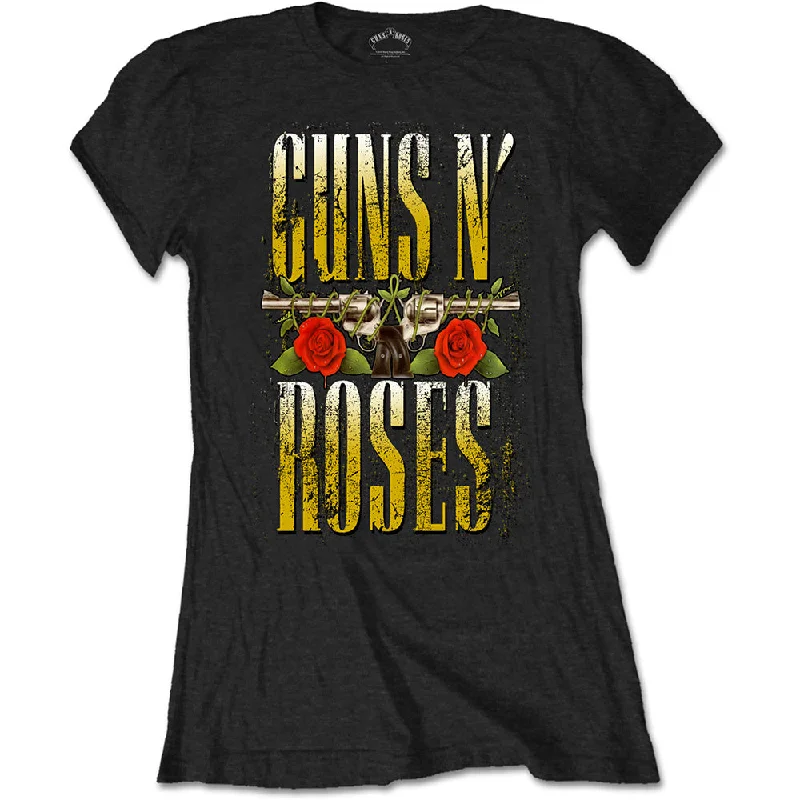 Guns N' Roses Big Guns Ladies T-Shirt Mesh Blend Leather Blend Suede Blend