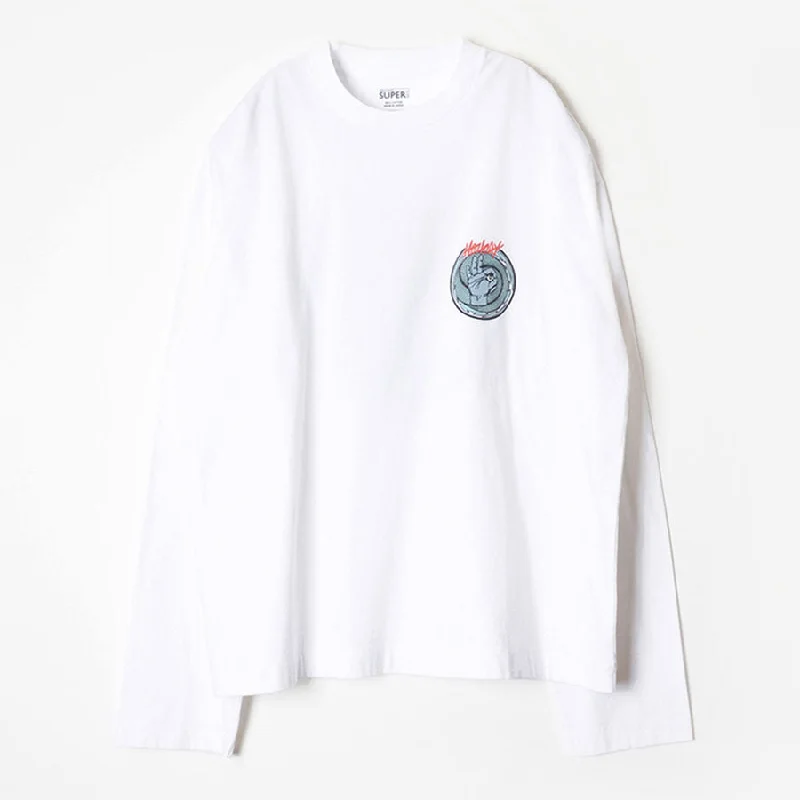 【HOLIDAY/ホリデイ】<br>SUPER FINE L/S T-SHIRT (CIRCLE LOGO) <br>24201001 Fleece Nylon Spandex