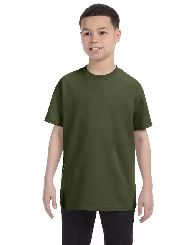 Jerzees Youth Heavyweight 50/50 T-Shirt | Military Green Anti-Pilling Machine Wash Handmade