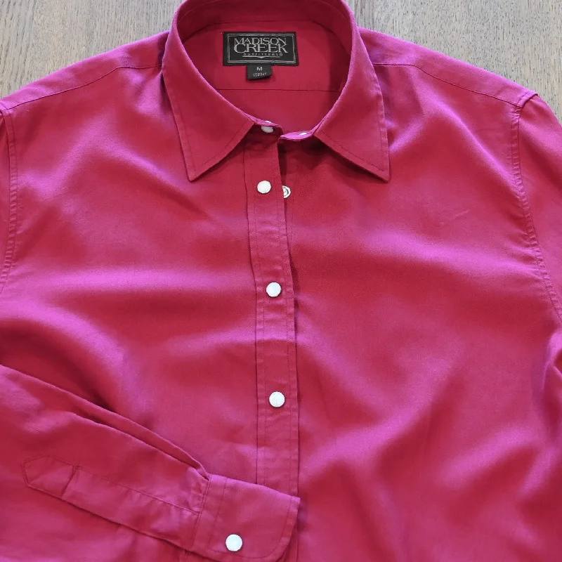 Madison Creek Claire Shirt Dusty Red Ribbed T-Shirt High Neck Heavyweight