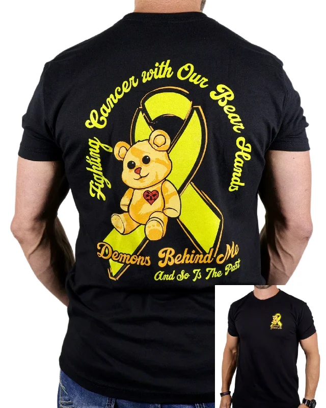 Unisex Fighting Cancer Teddy Bear Tee - All Proceeds to Families in Need Print Jacquard Patchwork