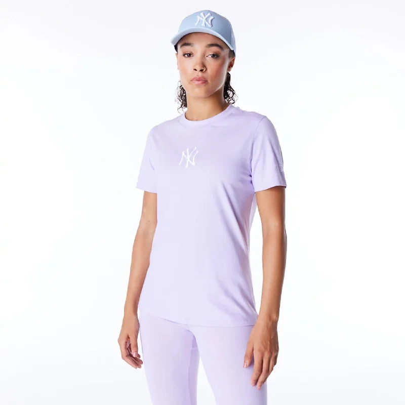 New York Yankees Womens MLB League Essential Pastel Purple T-Shirt Oversized T-Shirt Spandex breathable