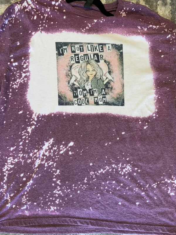 Purple & White Splattered T-shirt Im Not Like A Regular Mom Im A Cool Mom Mesh Blend Leather Blend Suede Blend