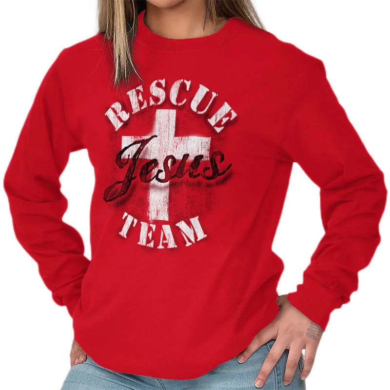 Rescue Team Long Sleeve T Shirt Graphic Embroidered Appliqued