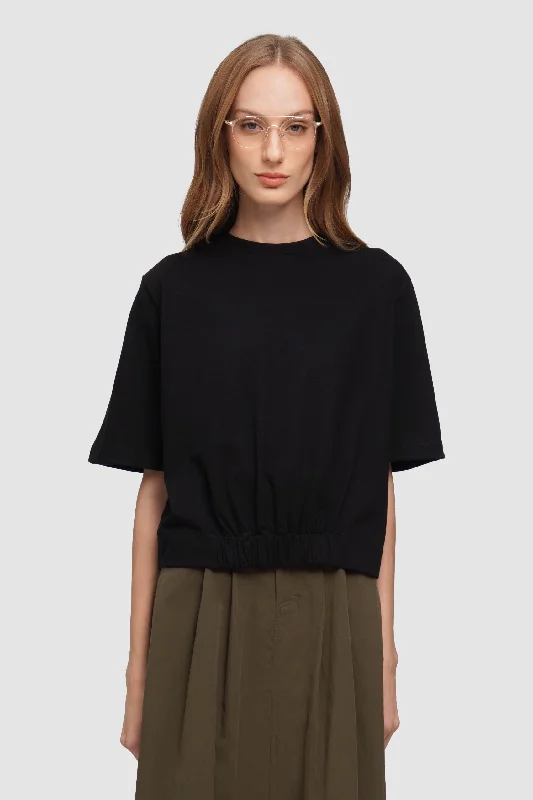 Ruched Front Tee Zippered Buttoned Snapped